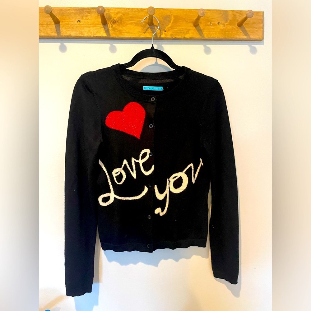 Alice + Olivia Love You heart Cardigan - XS Valentines sweater